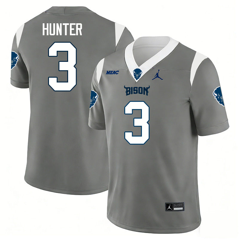 Howard Bison #3 Antonio Hunter College Football Jerseys,Uniforms Stitched-Grey